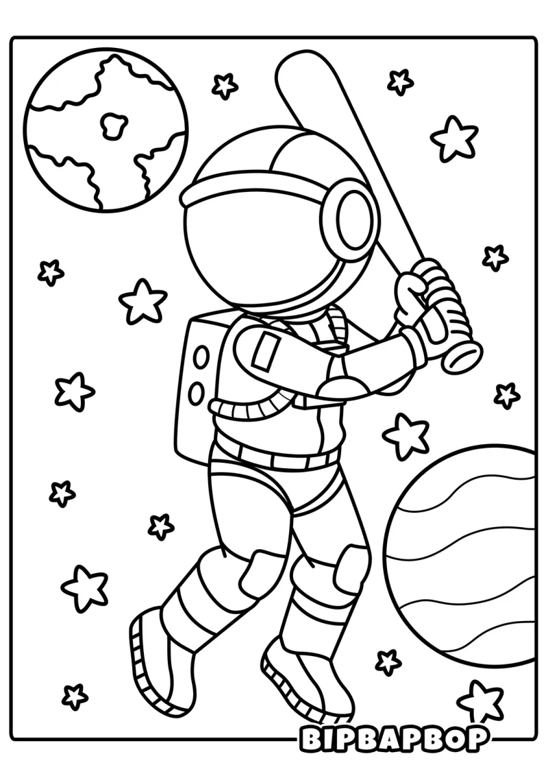 An astronaut batter in space