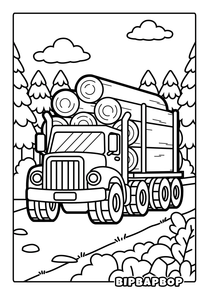A big truck hauling a cargo of logs
