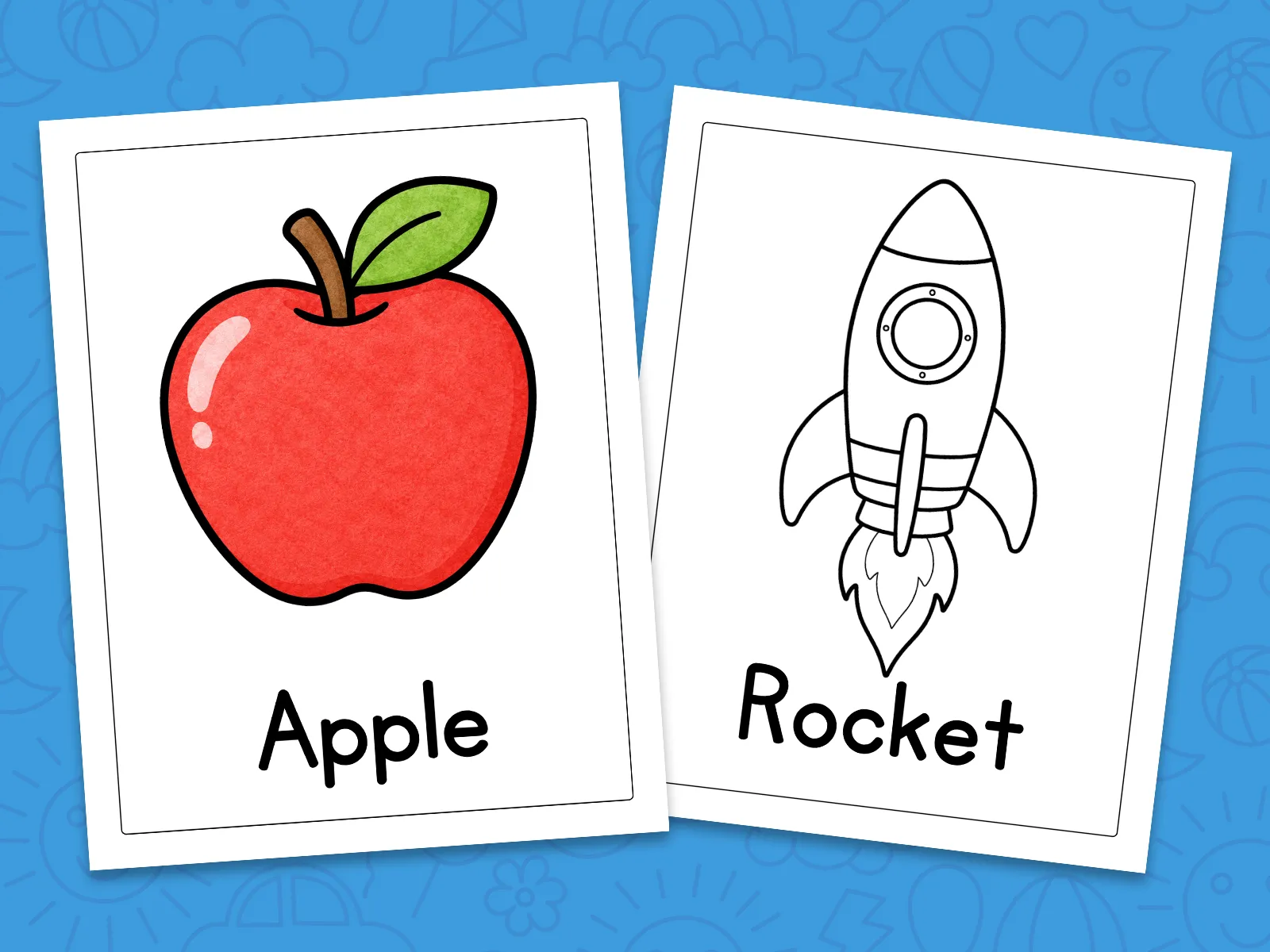 A first-crayons coloring page: one big subject, the thickest lines and big open spaces.