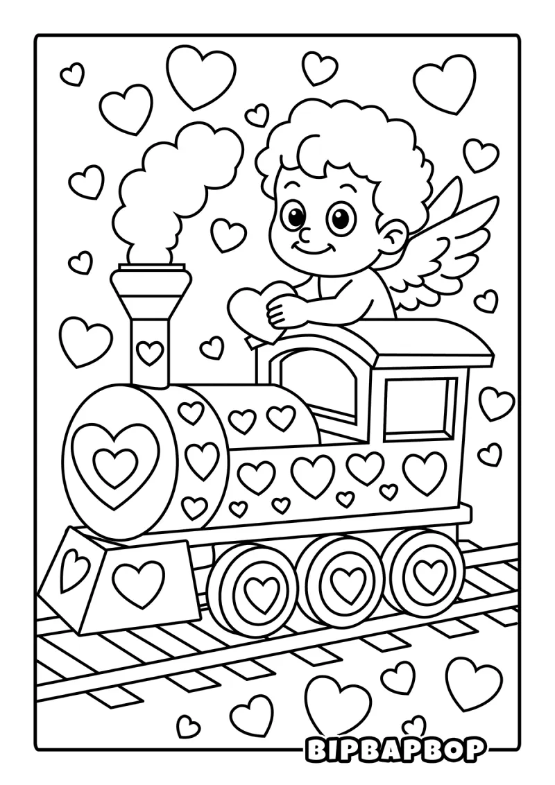 Cupid riding a love train