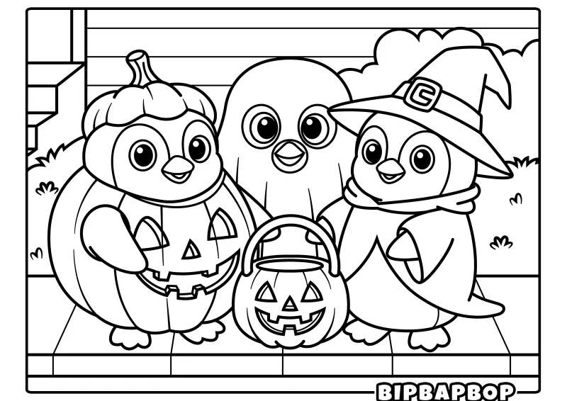 A picture of cute animals in Halloween costumes