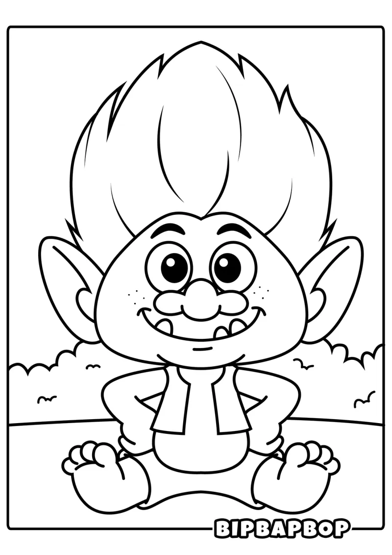 A cute troll sitting on the ground