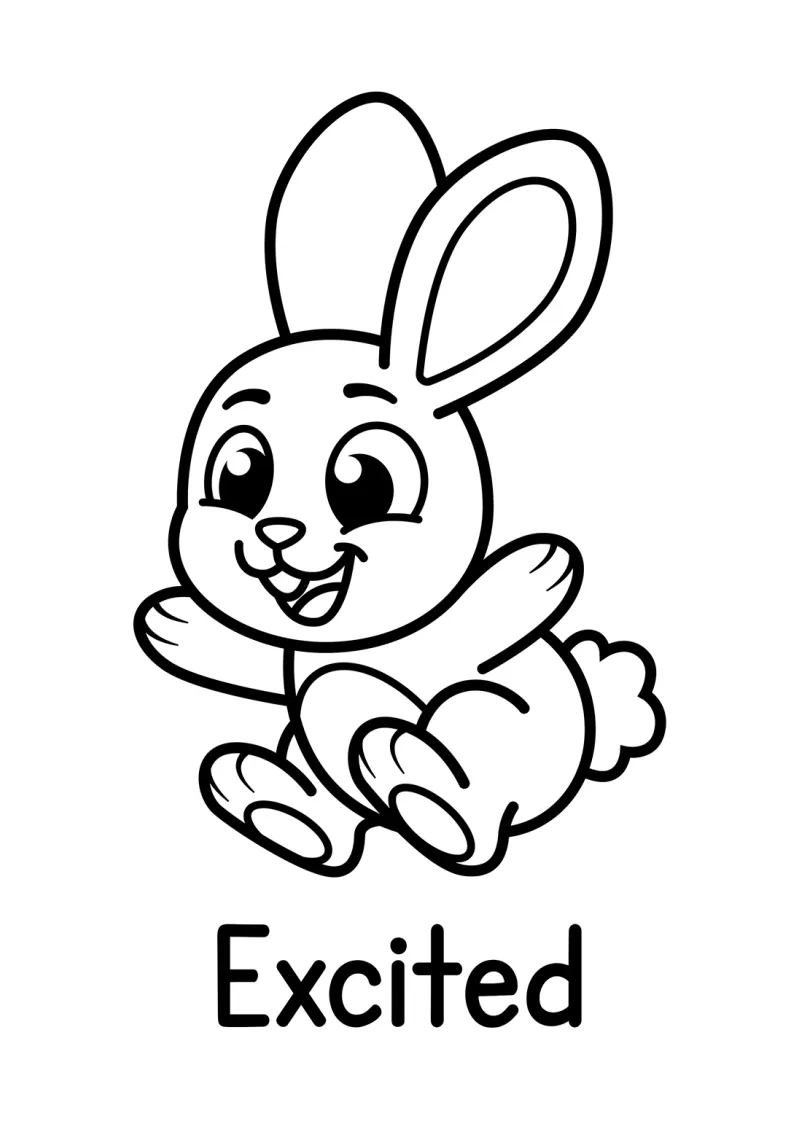 An excited bunny coloring page