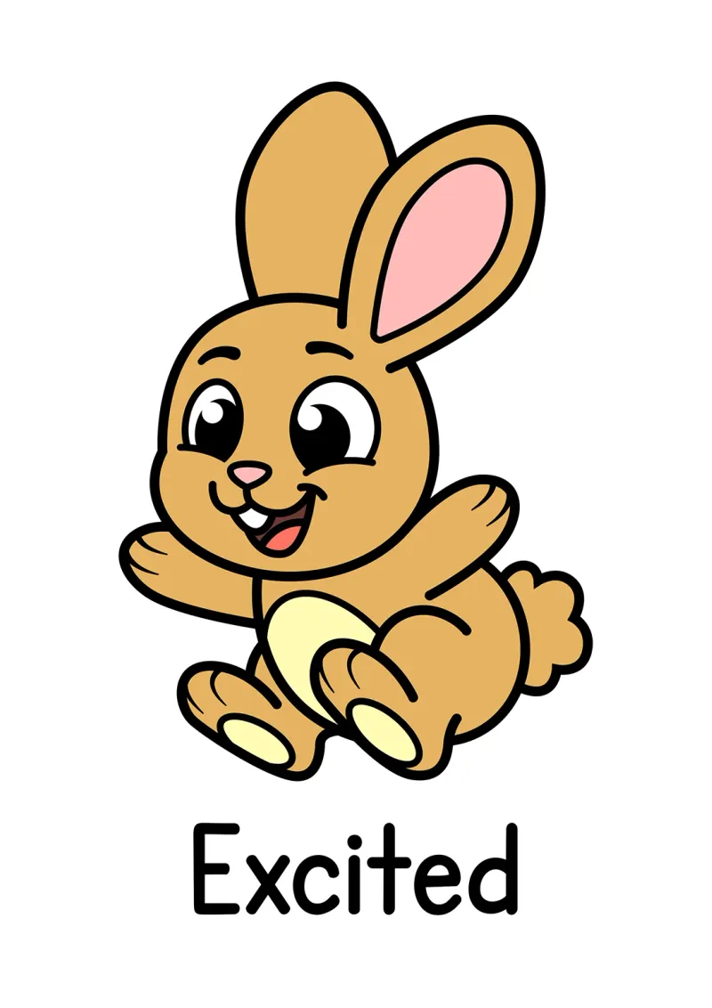 A picture of an excited bunny