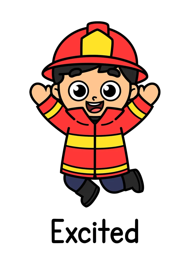 A picture of an excited firefighter