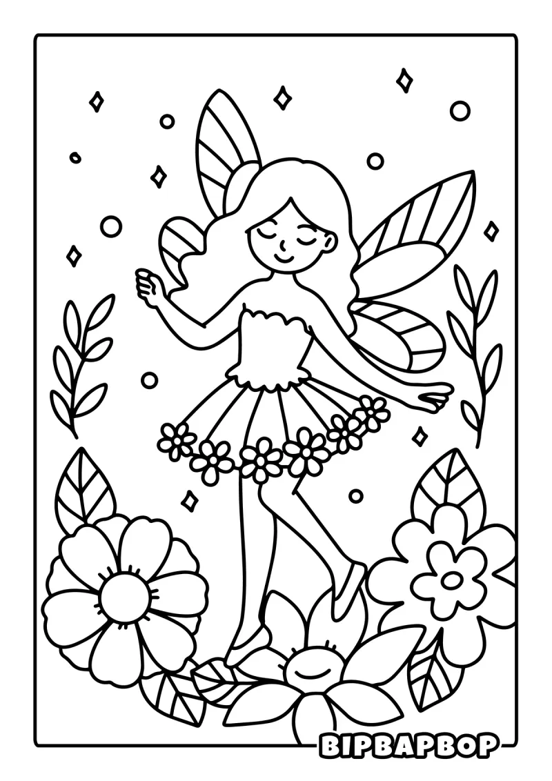 A beautiful fairy surrounded by spring flowers