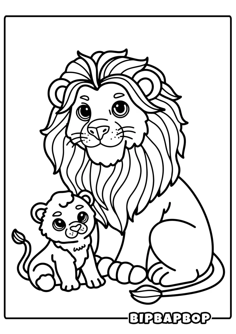 A father lion and his cub
