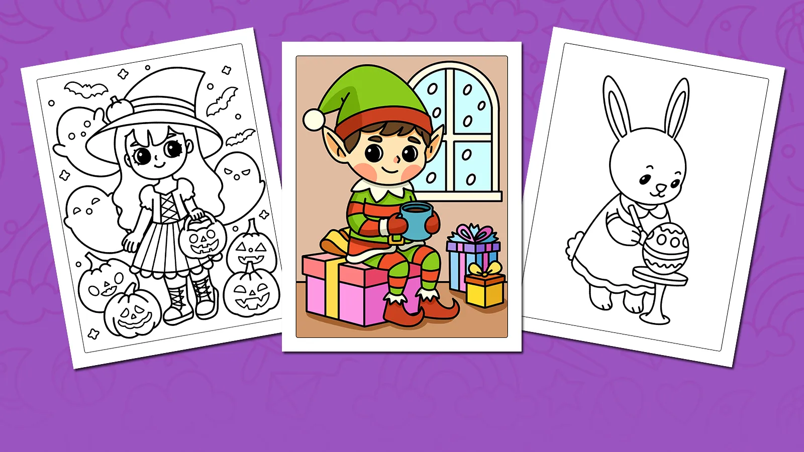 Holiday coloring pages — Christmas, Easter, Halloween and more