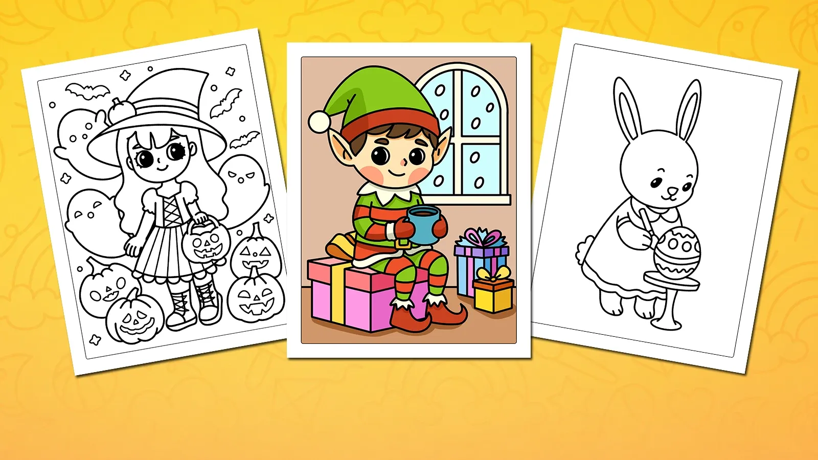 Holiday coloring pages — Christmas, Easter, Halloween and more