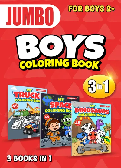 Jumbo 3 in 1 coloring book for boys cover