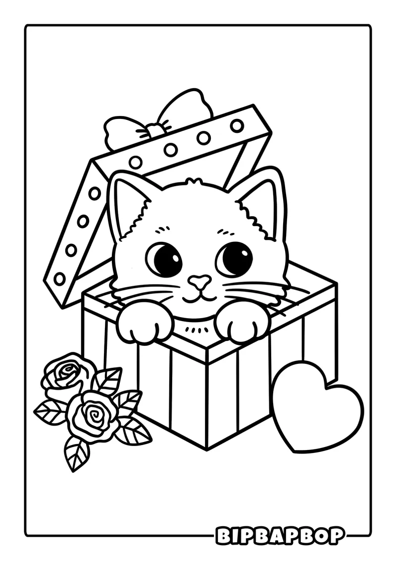A kitten sitting in a valentines box