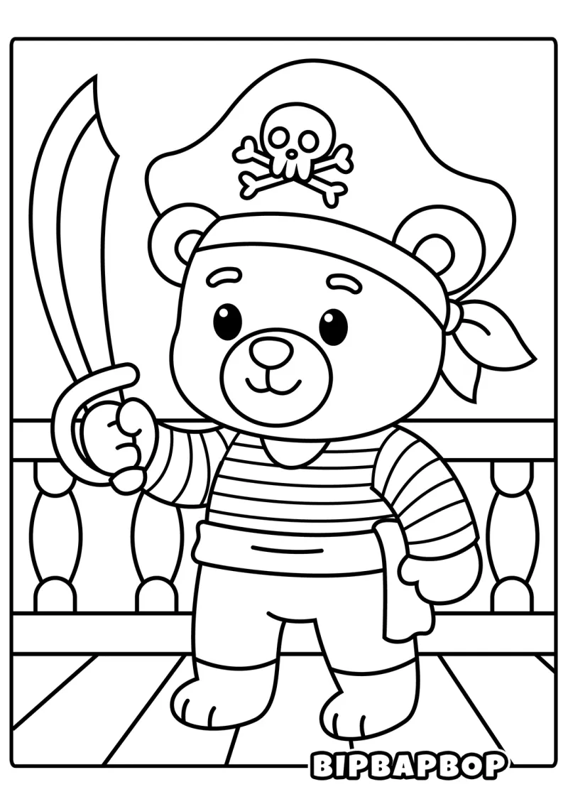 A pirate bear with a sword