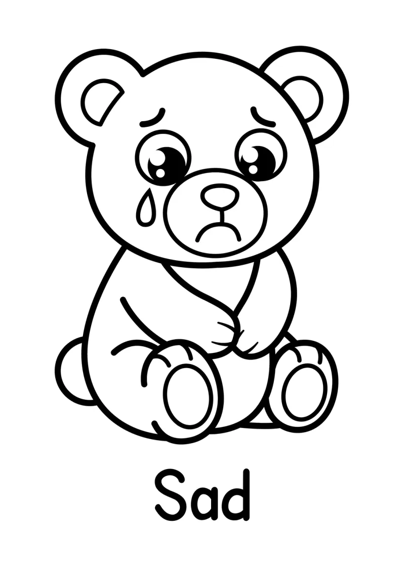 A sad bear coloring page