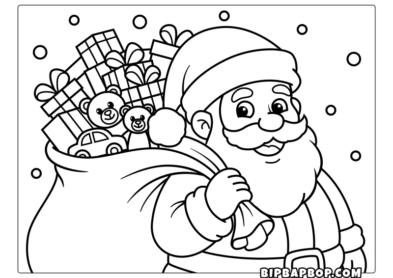 Santa with his sack full of Christmas presents