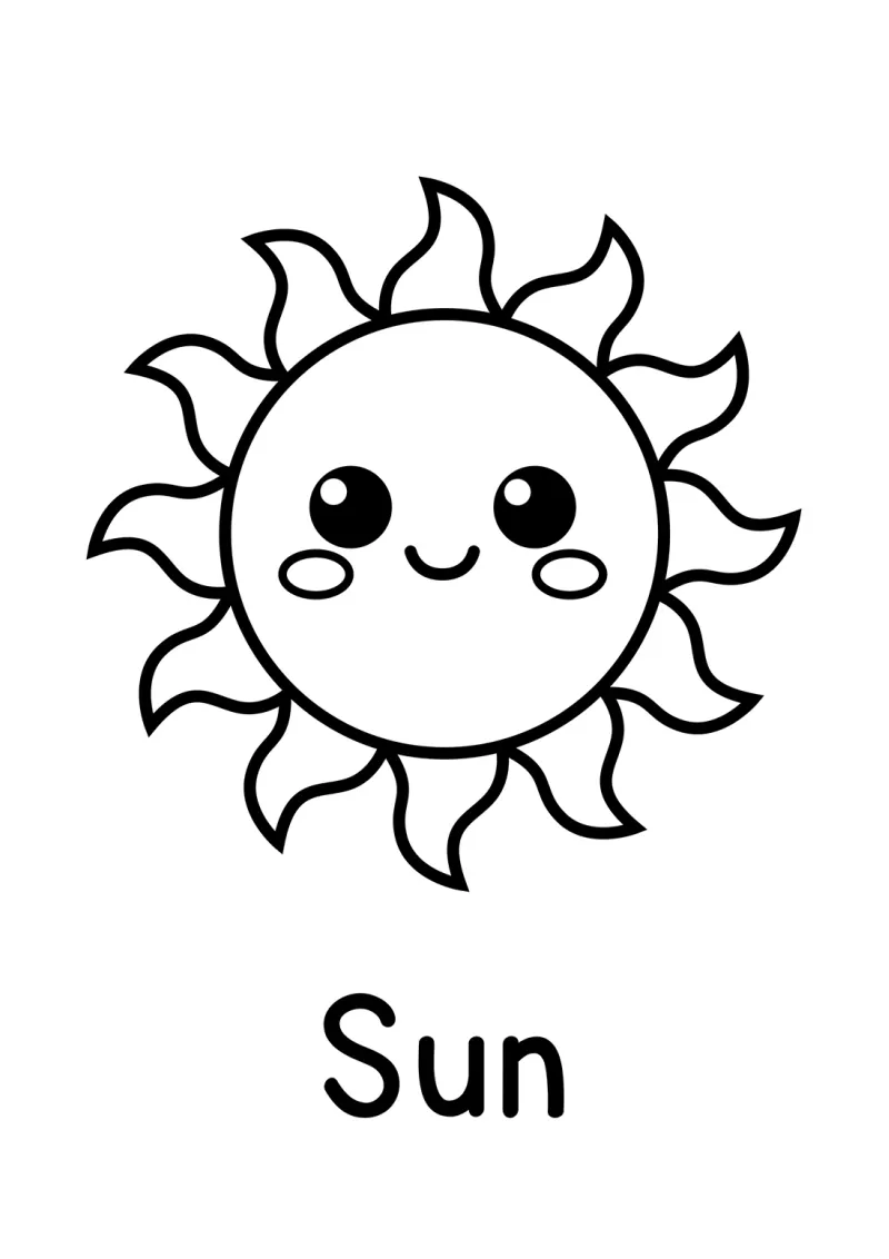 A sun first words coloring page