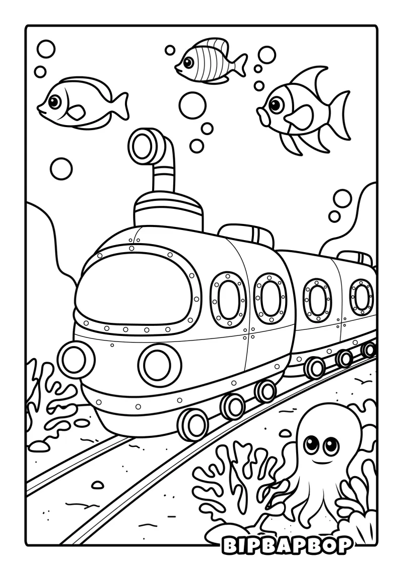 An underwater train with a periscope