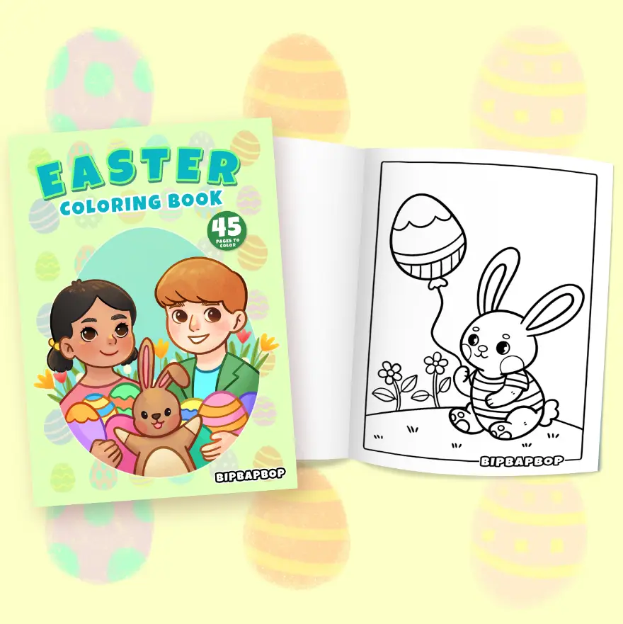 summer coloring book front cover with a boy and a girl on the beach