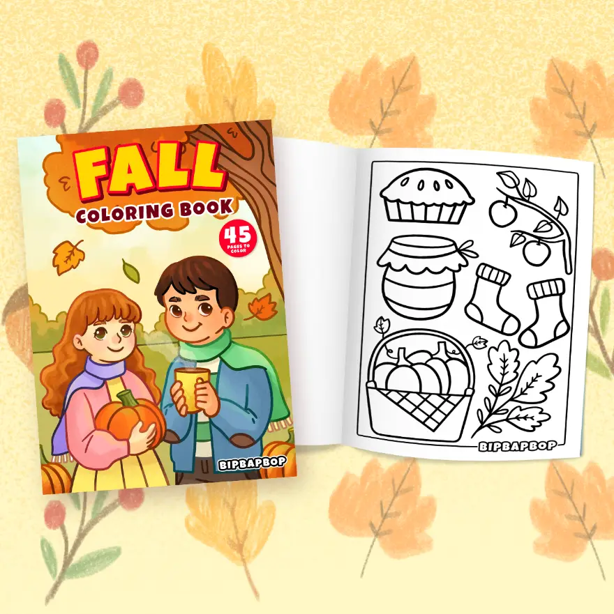 summer coloring book front cover with a boy and a girl on the beach