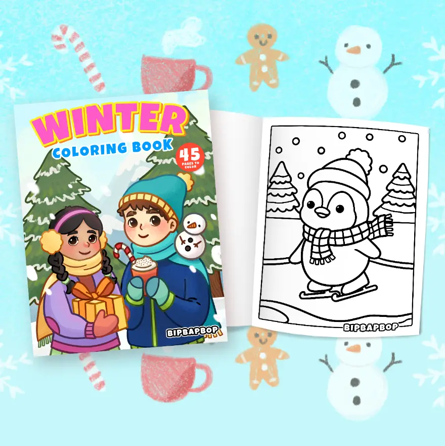 summer coloring book front cover with a boy and a girl on the beach