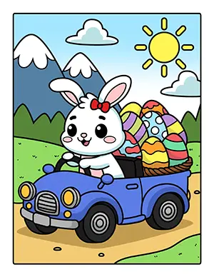 easter bunny driving car