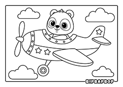 Cute baby panda flying an airplane