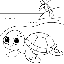 Happy SandTurtle Coloring Page