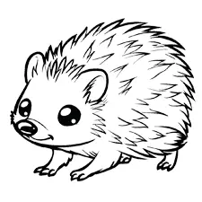 Brown Hedgehog Coloring Page Black & White