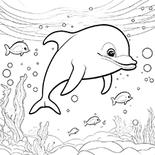 Cute Dolphin Coloring Page Free PDF Download