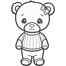 Cute Easy Bear Coloring Page PDF Download