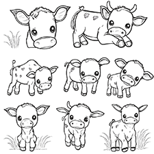 Cute Easy Cows Coloring Page PDF