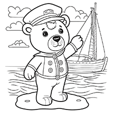Cute Sailor Bear Coloring Page PDF