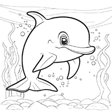 Easy Dolphin Coloring Page PDF