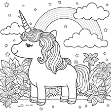 Flower Unicorn Coloring Page PDF Download