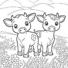 Free Calf Printable PDF Coloring Sheet