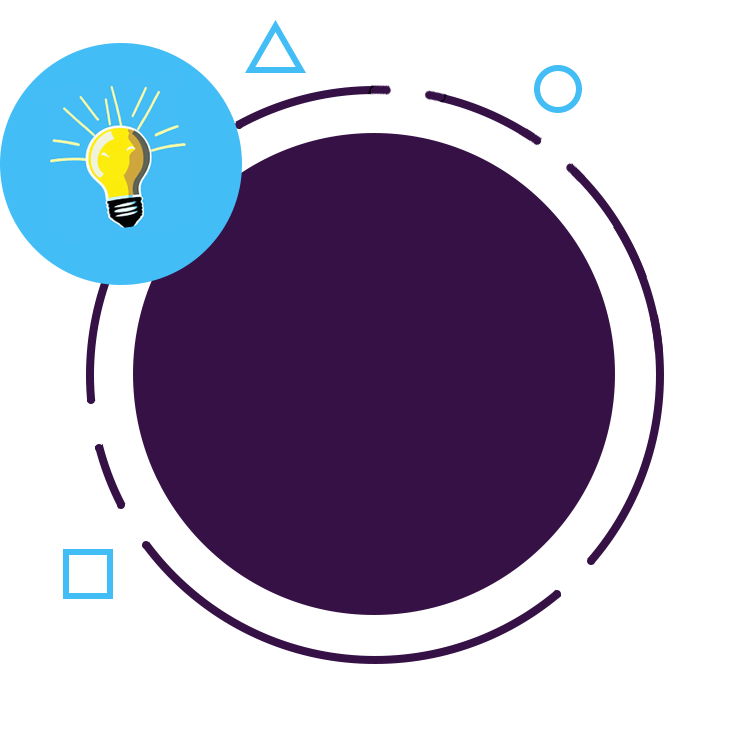 Two blue circles with the picture of a lightbulb
