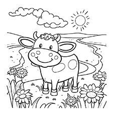 Happy Cow Coloring Sheet Free PDF Download