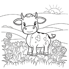 Happy Cow Coloring Sheet Free Printable PDF Download