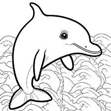 Jumping Dolphin PDF Coloring Sheet