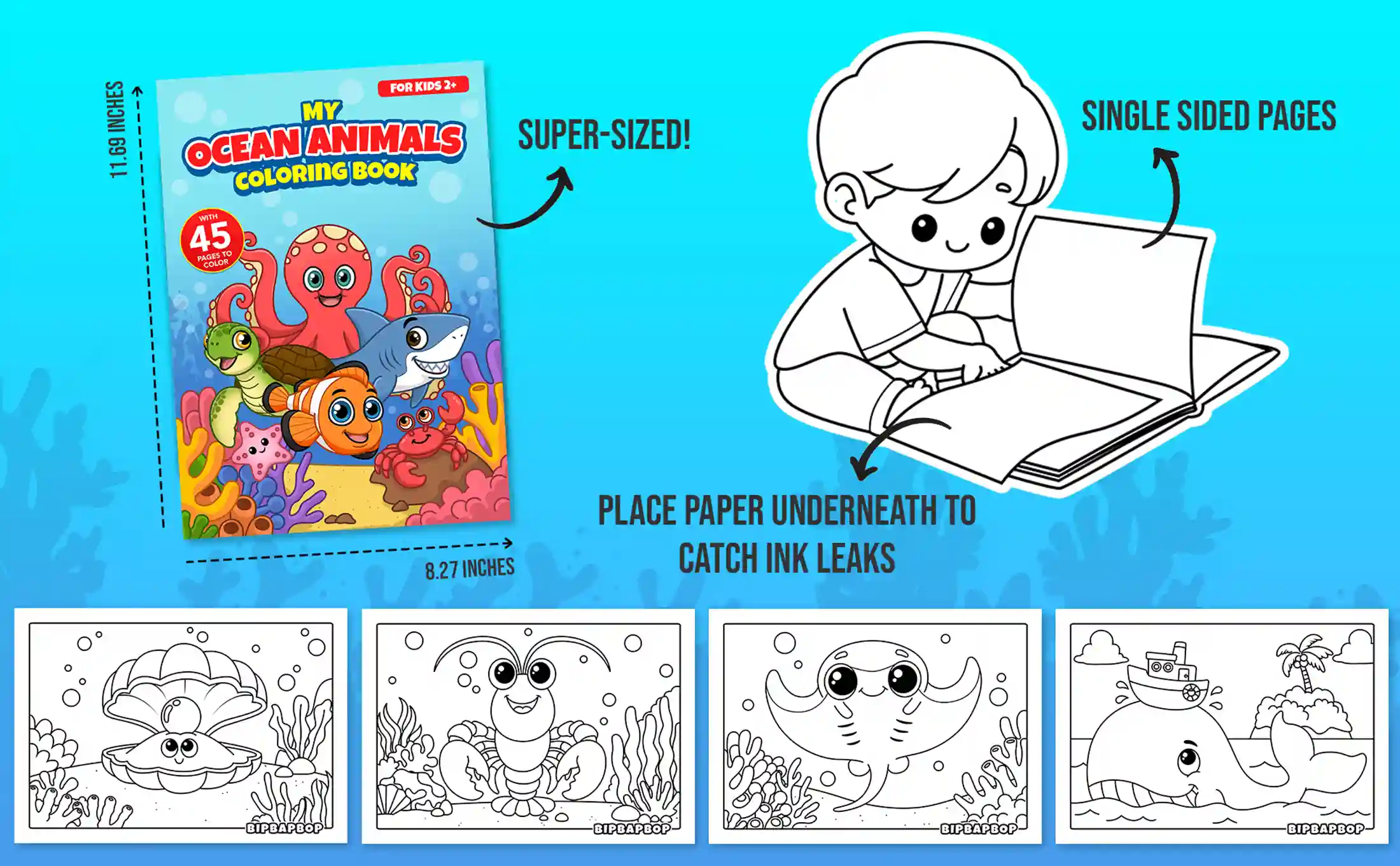 super sized ocean animal coloring pages