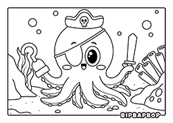 a cute pirate octopus 