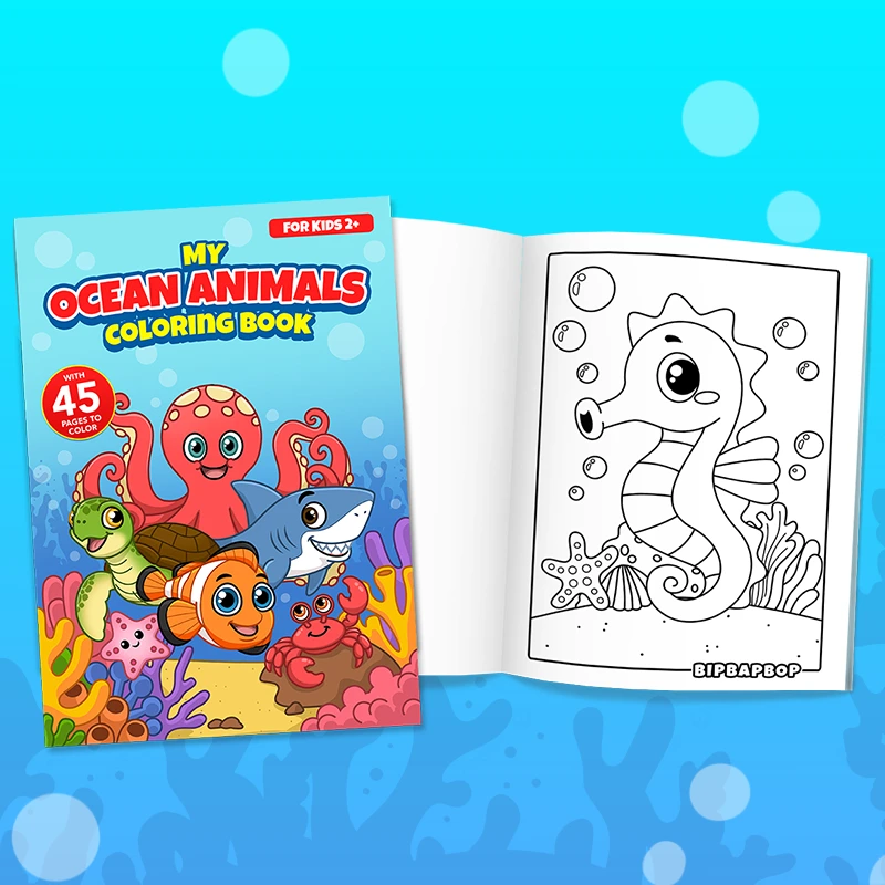 summer coloring book front cover with a boy and a girl on the beach