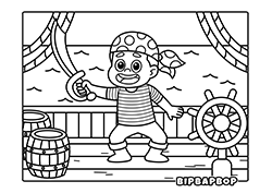 a cute pirate boy holding a sword