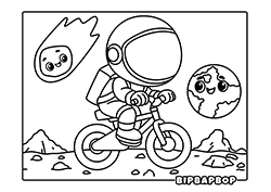 an astronaut riding a bicycle on the moon