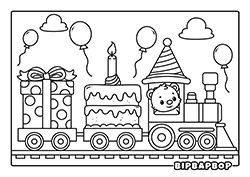 Loads of delicious cakes on a birthday train