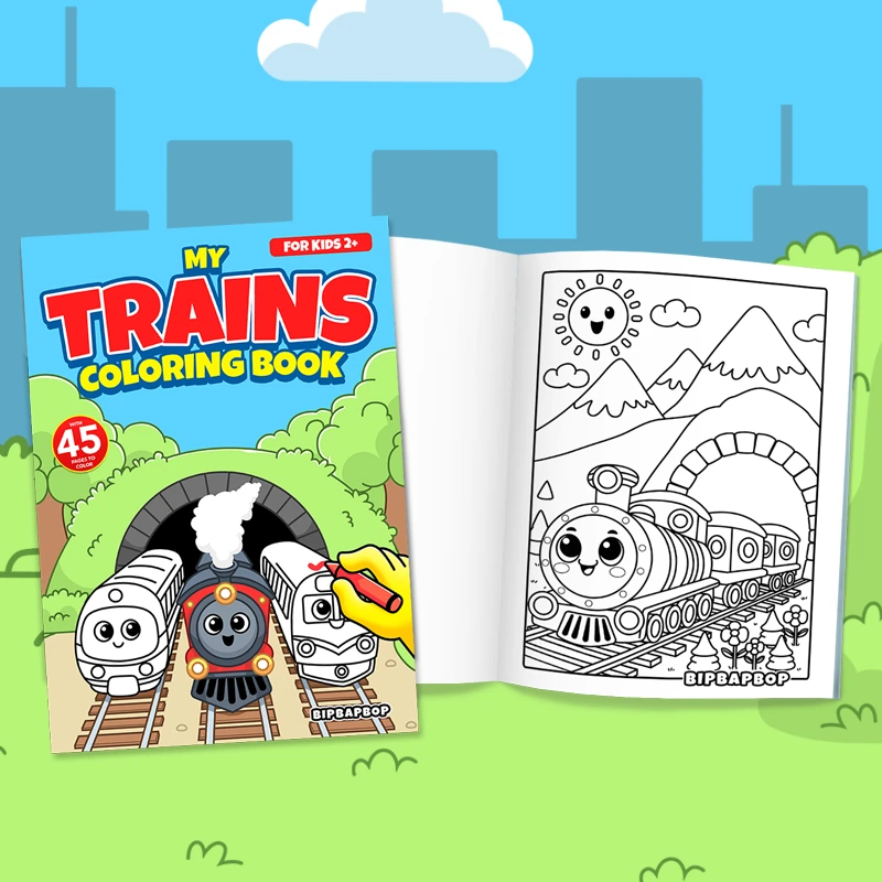 summer coloring book front cover with a boy and a girl on the beach