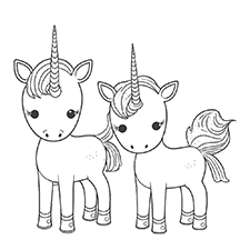 Two Cute Baby Unicorns Coloring Sheet