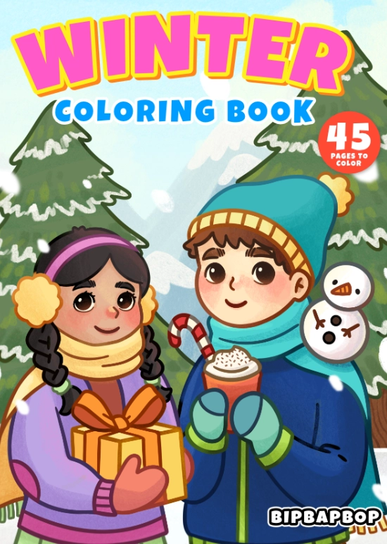 A girl and boy on the beach with a beach ball, bucket, spade, and sunglasses with the title summer coloring book
