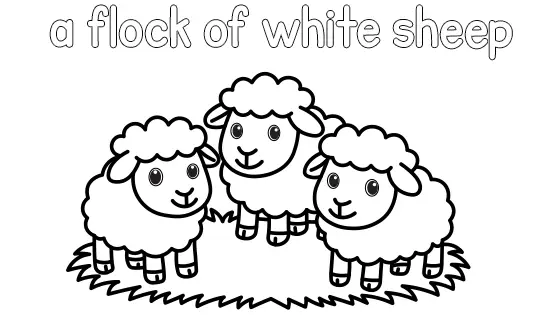 A Flock of White Sheep Coloring Page