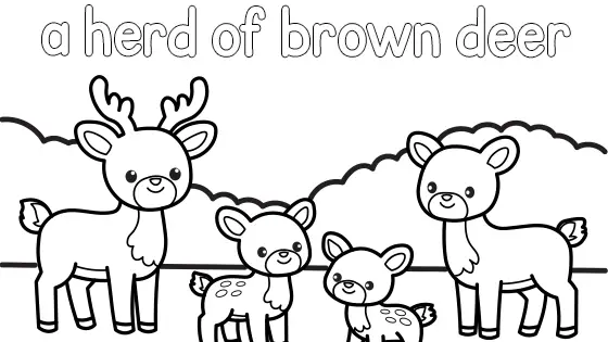 A Herd of Brown Deer Coloring Page