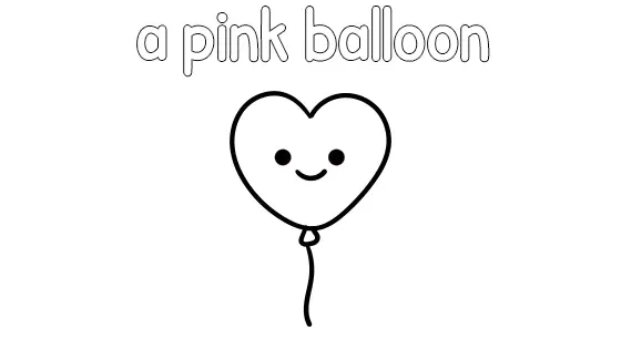 A Pink Balloon Coloring Page